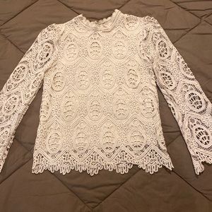 ULTRA PINK BRAND LADIES EMBROIDERED LONG SLEEVE BLOUSE TAUPE/CREAM COLOR SIZE M